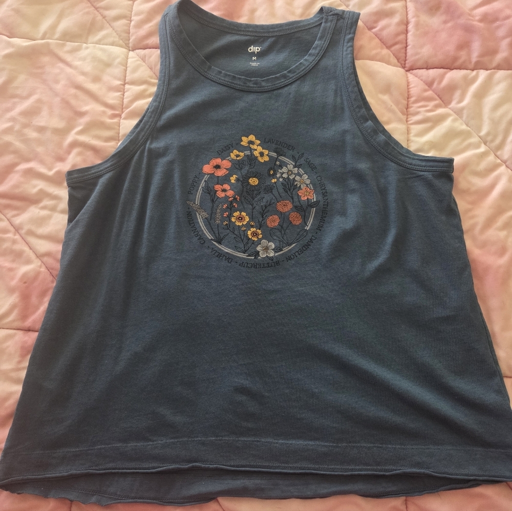 Women's Blue Floral Tank Top